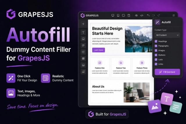 Autofill — Dummy Content Filler for GrapesJS