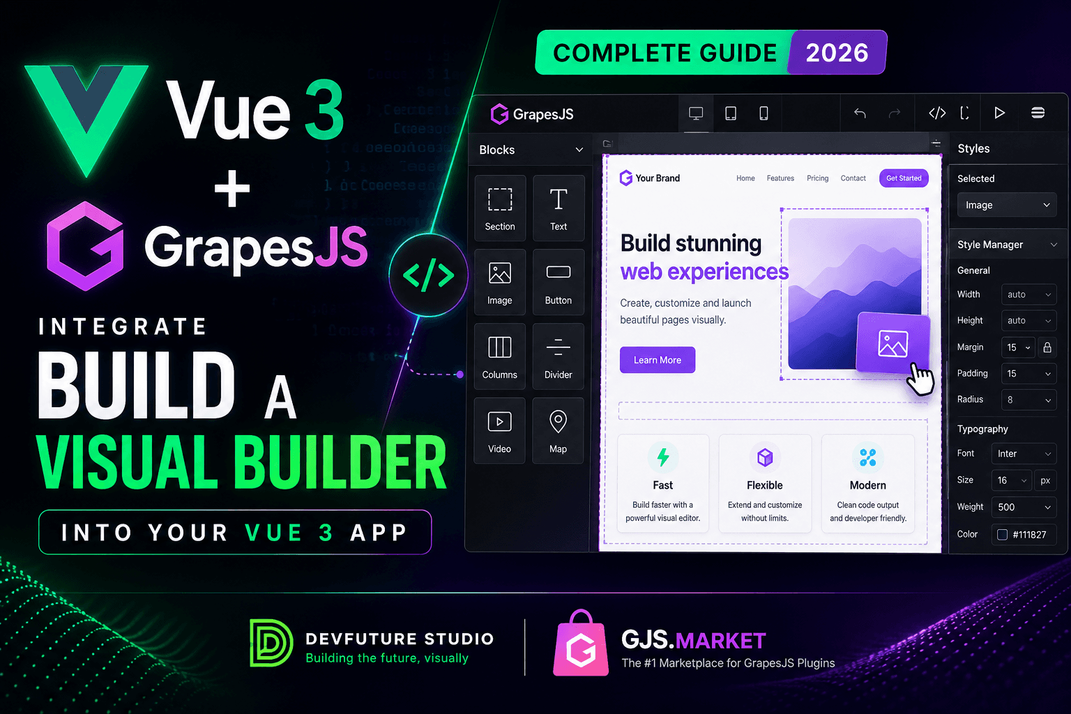 将GrapesJS集成到Vue 3应用——2026年完整指南