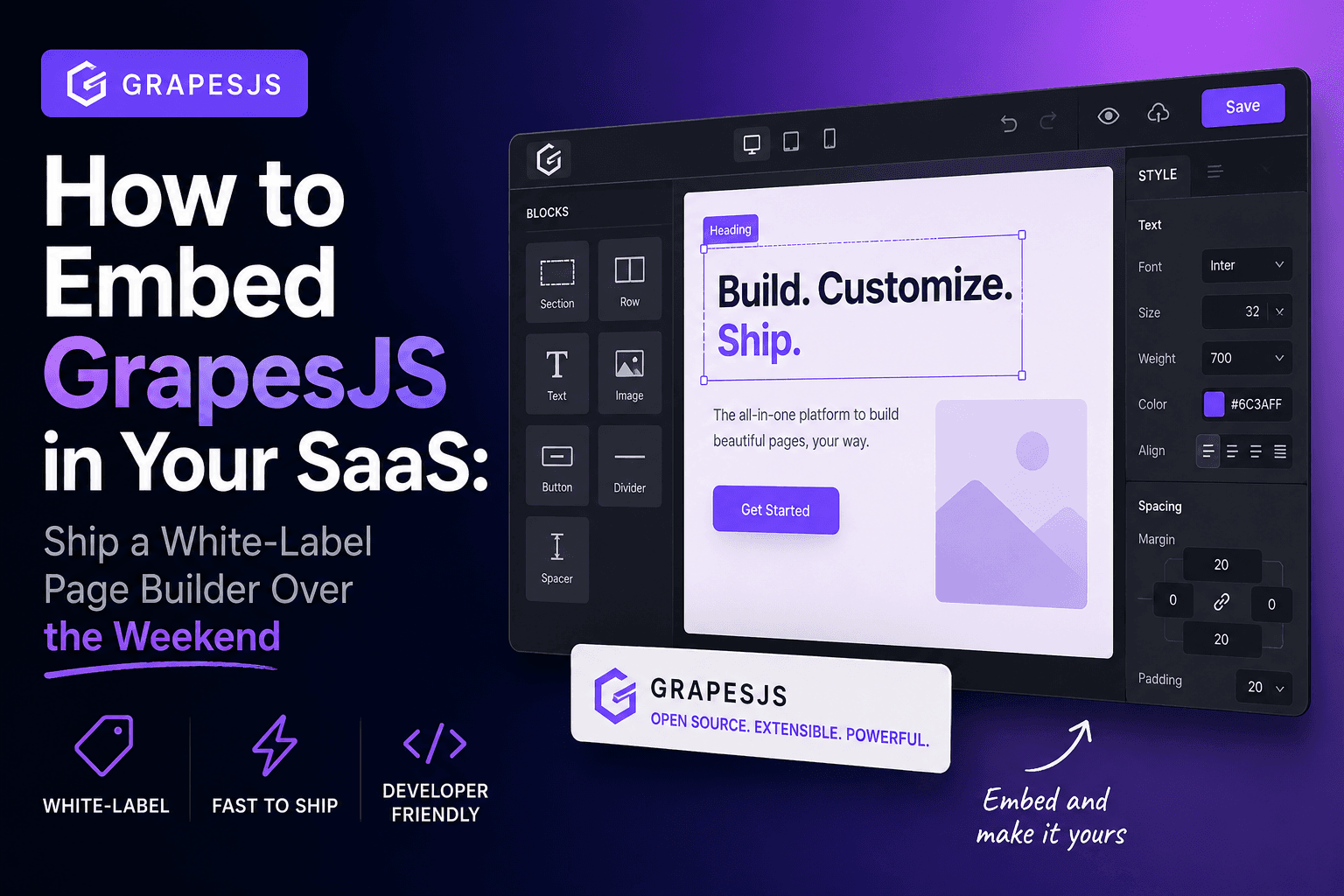将GrapesJS嵌入您的SaaS：周末指南