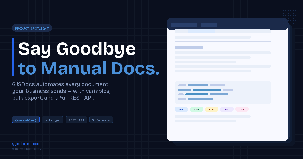 GJSDocs：告别手工文档工作
