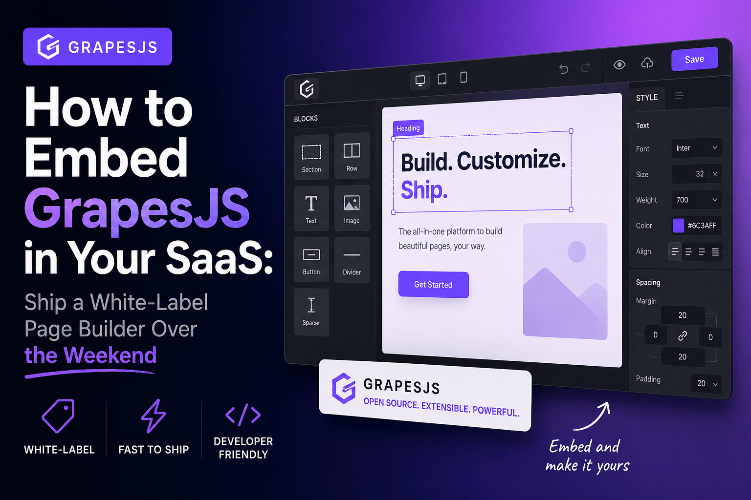 将GrapesJS嵌入您的SaaS：周末指南